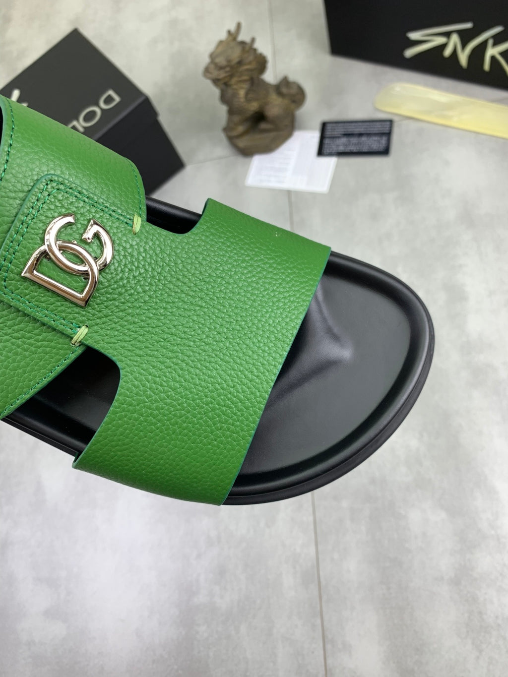 Dolce & Gabbana DG Men's Handcrafted Calfskin Slides Multi-Color
