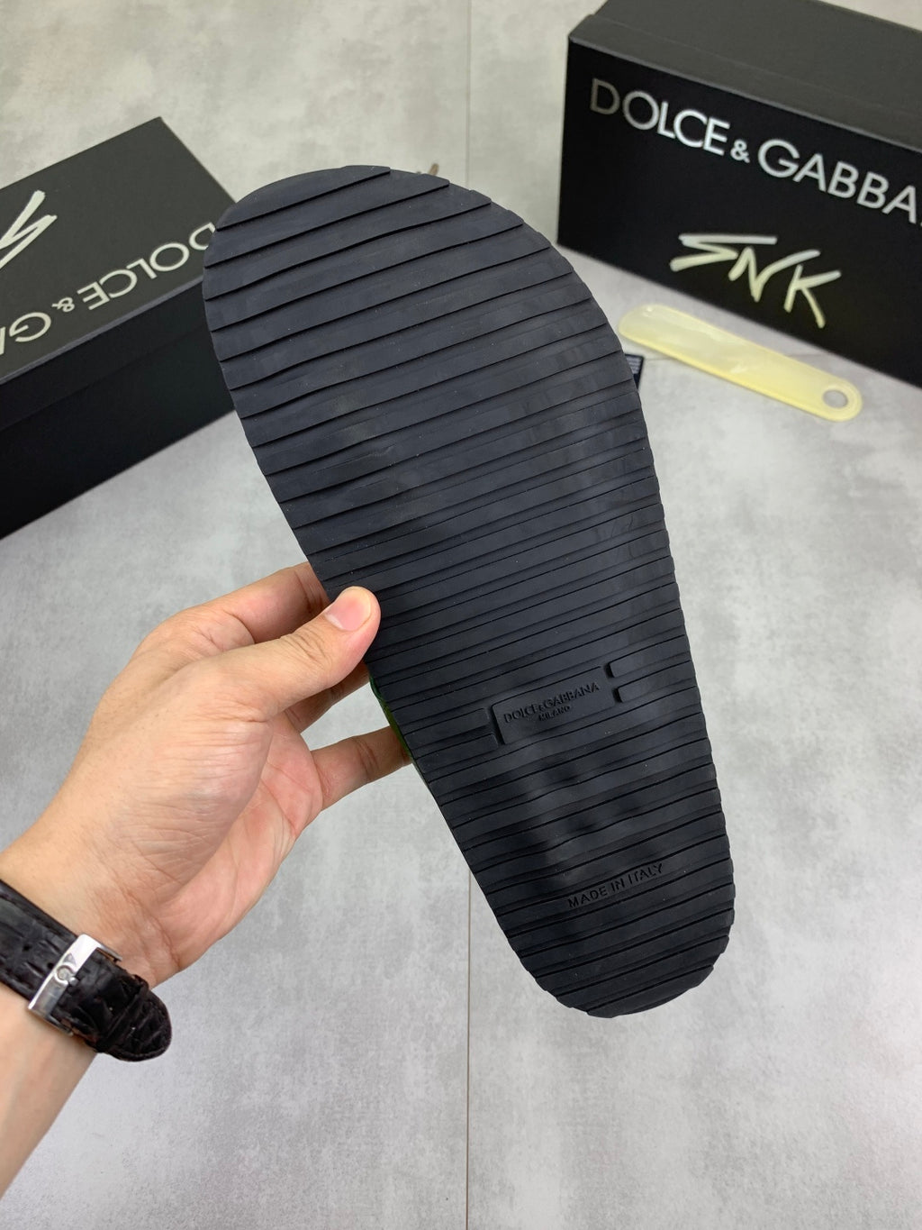 Dolce & Gabbana DG Men's Handcrafted Calfskin Slides Multi-Color