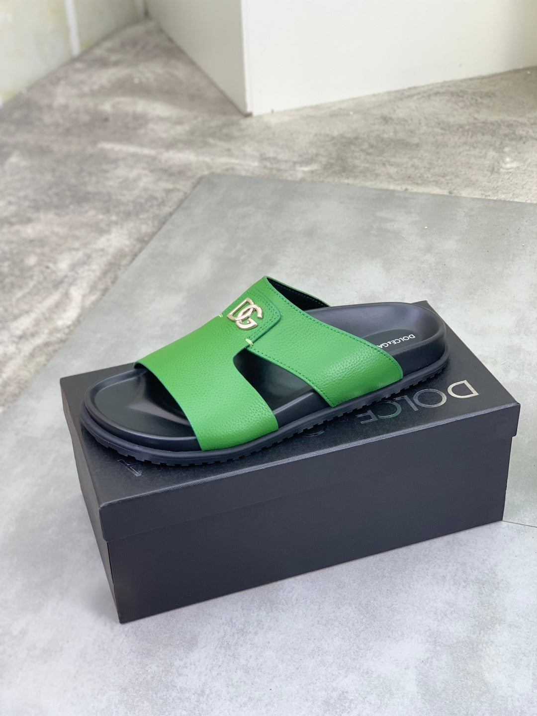Dolce & Gabbana DG Men's Handcrafted Calfskin Slides Multi-Color