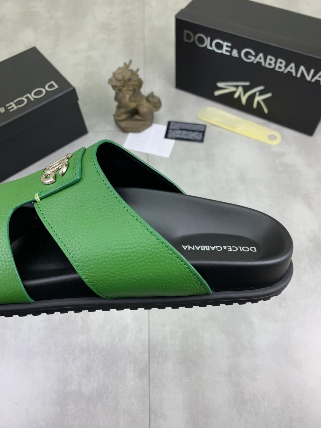 Dolce & Gabbana DG Men's Handcrafted Calfskin Slides Multi-Color