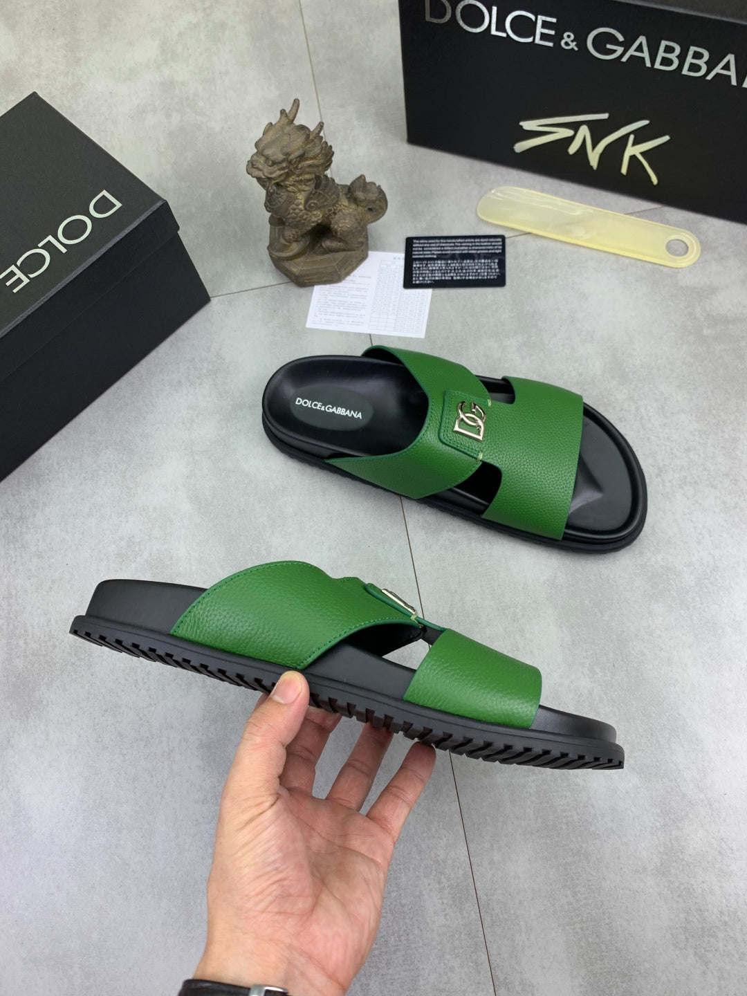 Dolce & Gabbana DG Men's Handcrafted Calfskin Slides Multi-Color