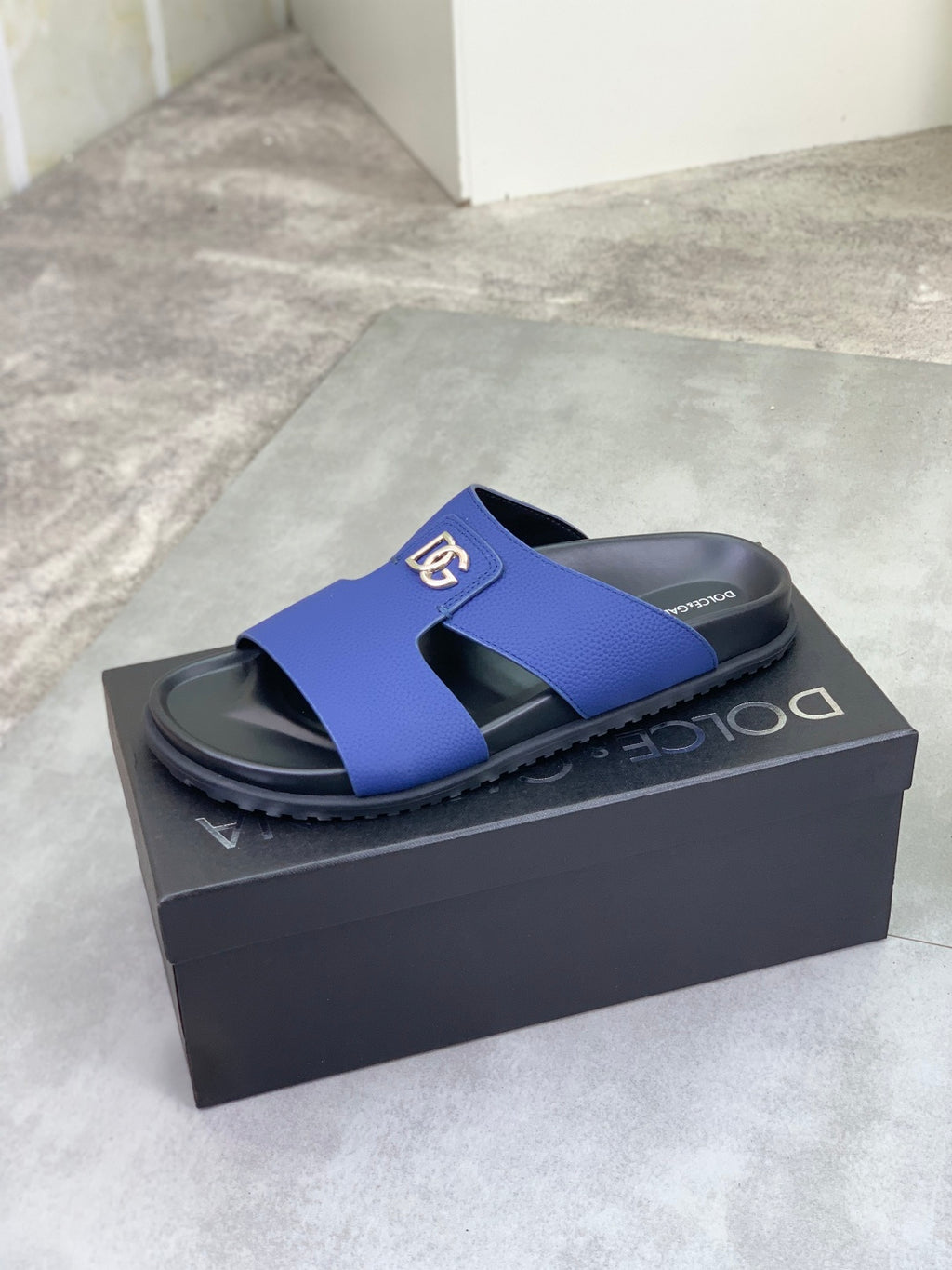 Dolce & Gabbana DG Men's Handcrafted Calfskin Slides Multi-Color