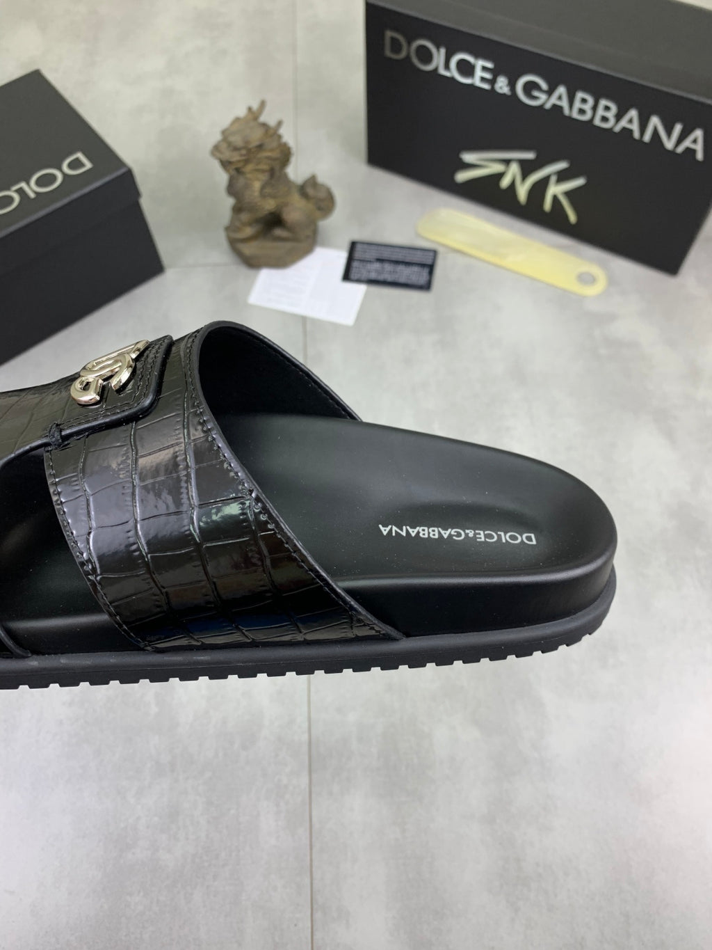 Dolce & Gabbana DG Men's Handcrafted Calfskin Slides Multi-Color