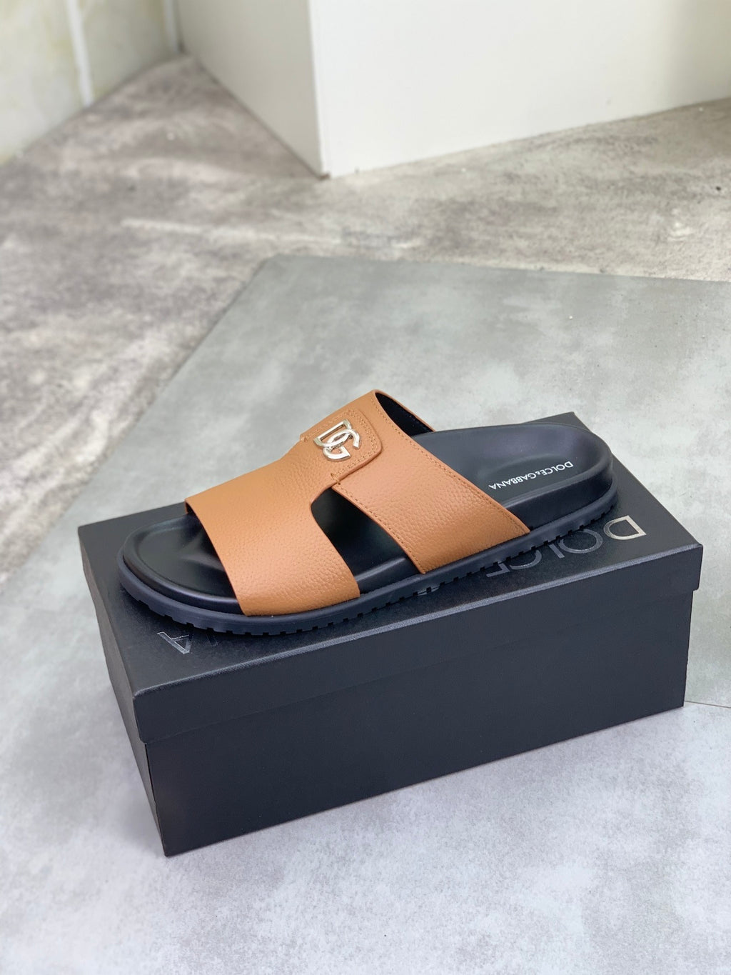Dolce & Gabbana DG Men's Handcrafted Calfskin Slides Multi-Color