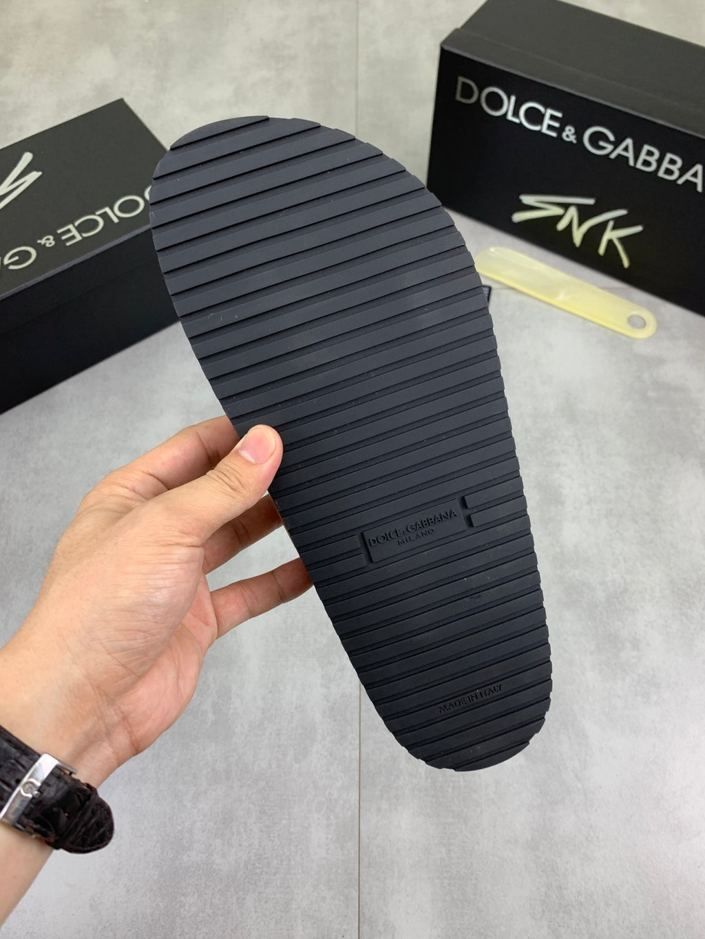Dolce & Gabbana DG Men's Handcrafted Calfskin Slides Multi-Color