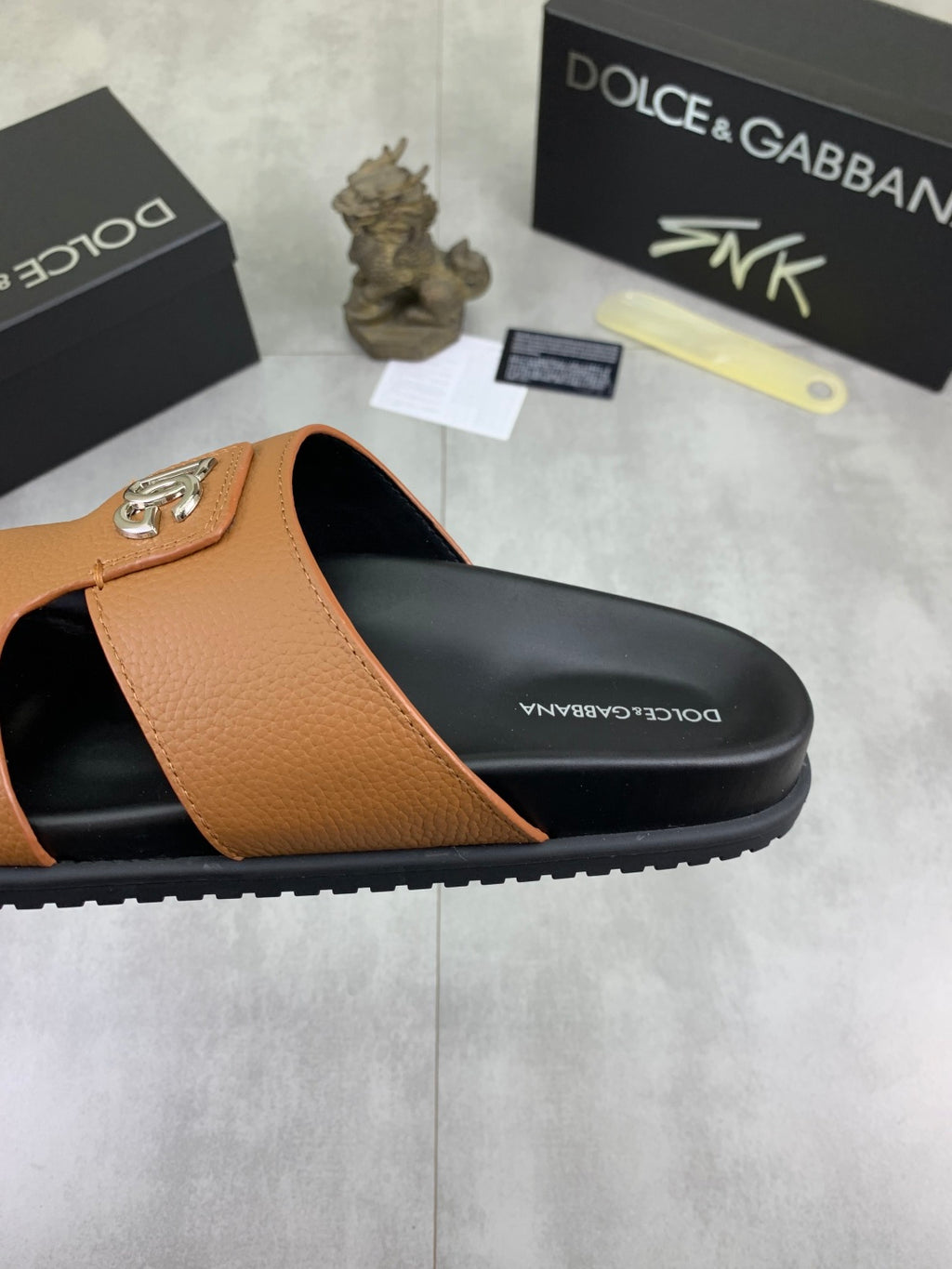 Dolce & Gabbana DG Men's Handcrafted Calfskin Slides Multi-Color