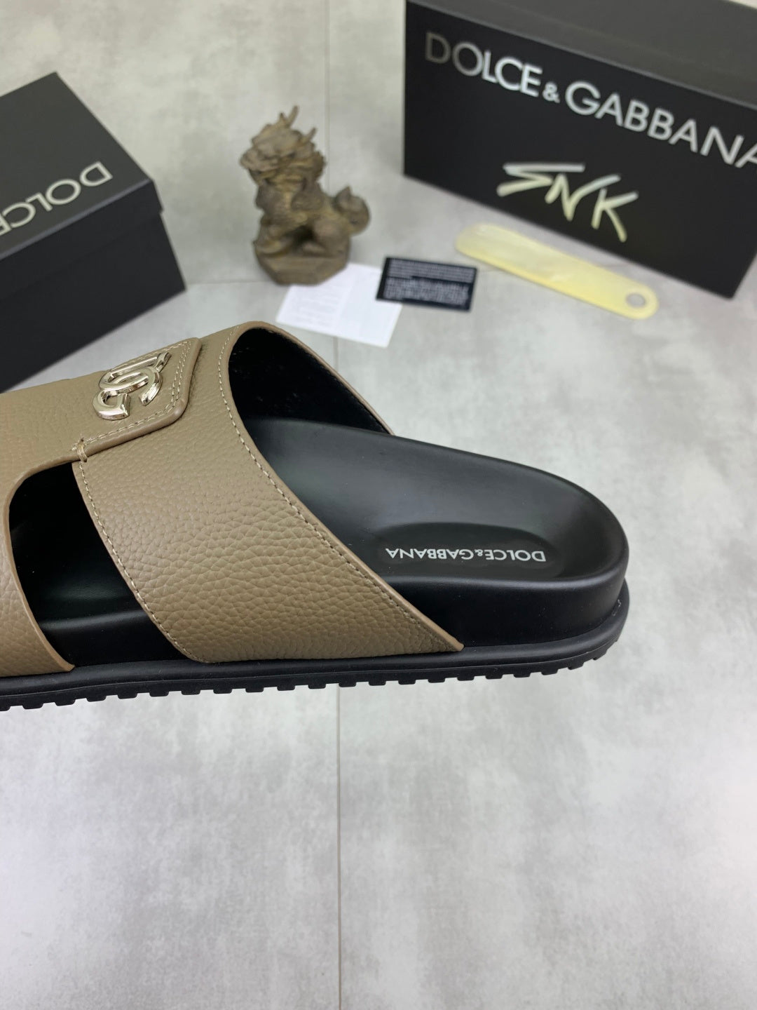 Dolce & Gabbana DG Men's Handcrafted Calfskin Slides Multi-Color