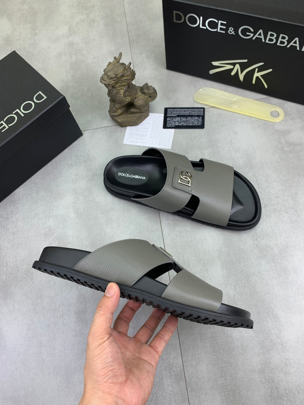 Dolce & Gabbana DG Men's Handcrafted Calfskin Slides Multi-Color