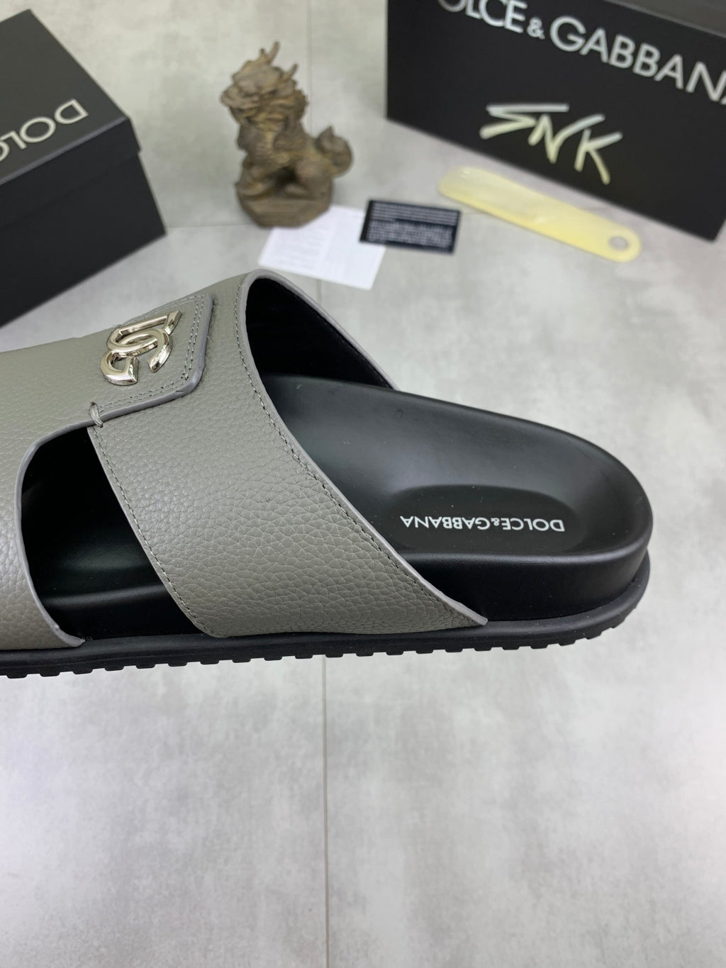 Dolce & Gabbana DG Men's Handcrafted Calfskin Slides Multi-Color