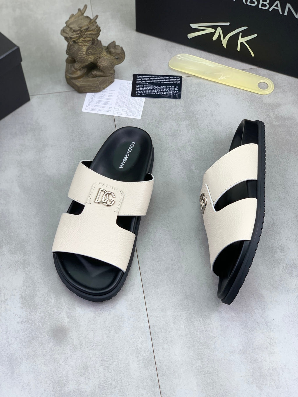Dolce & Gabbana DG Men's Handcrafted Calfskin Slides Multi-Color