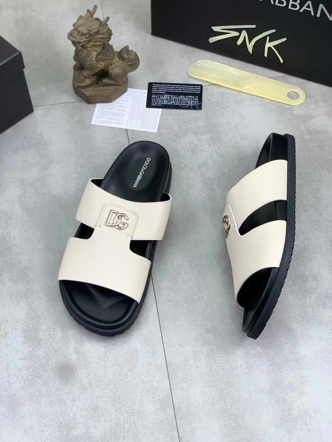 Dolce & Gabbana DG Men's Handcrafted Calfskin Slides Multi-Color