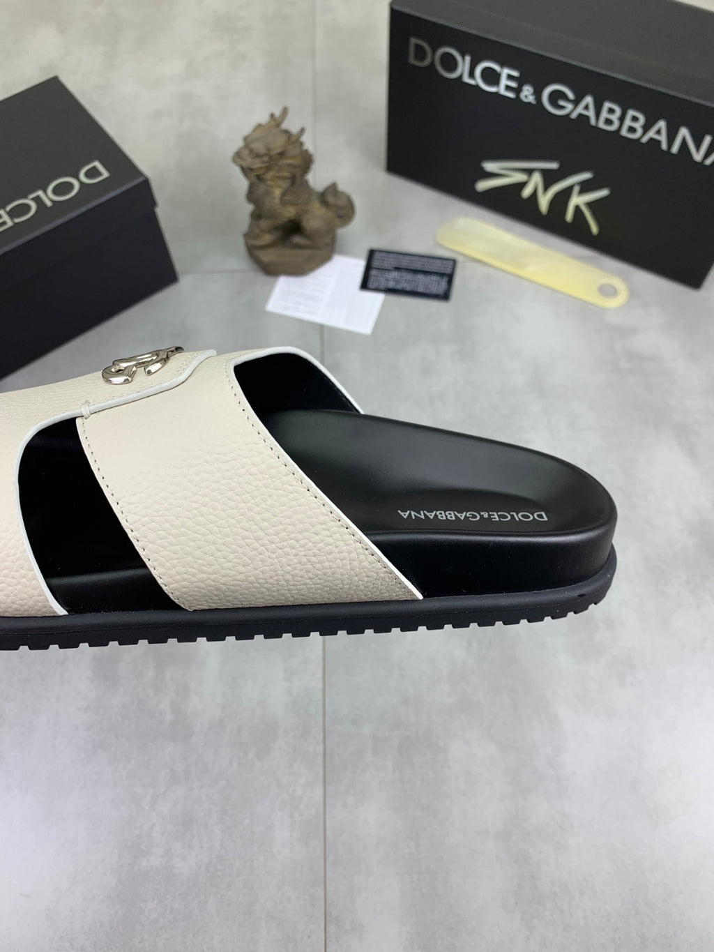 Dolce & Gabbana DG Men's Handcrafted Calfskin Slides Multi-Color