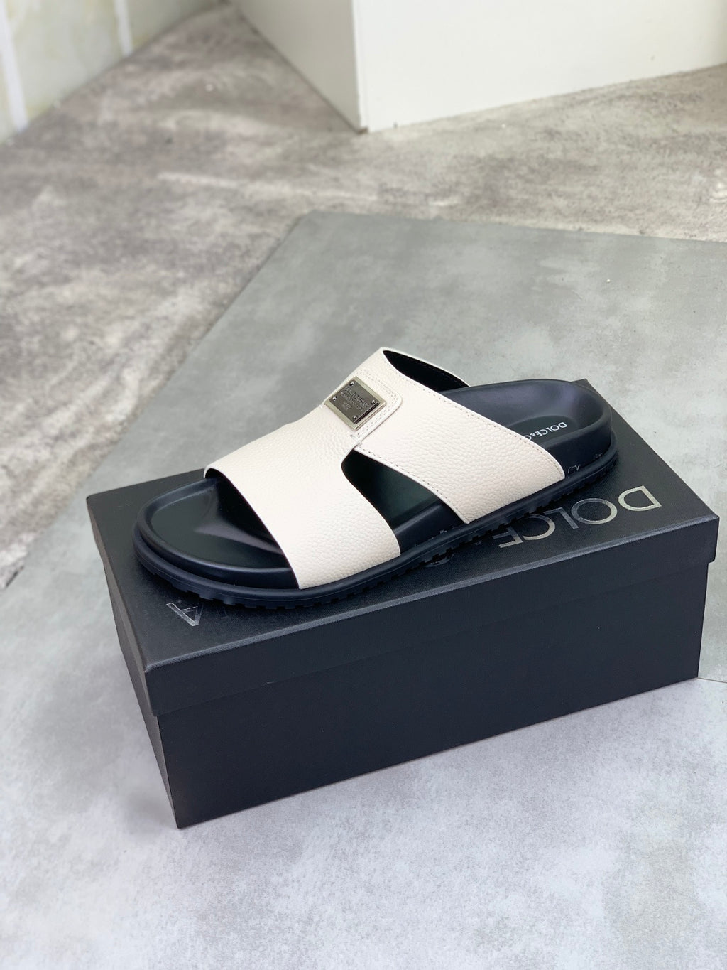 Dolce & Gabbana DG Men's Handcrafted Calfskin Slides Multi-Color