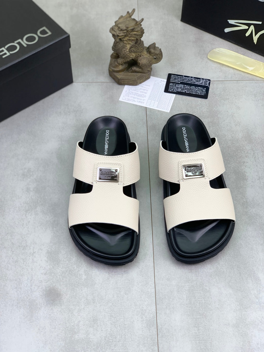 Dolce & Gabbana DG Men's Handcrafted Calfskin Slides Multi-Color