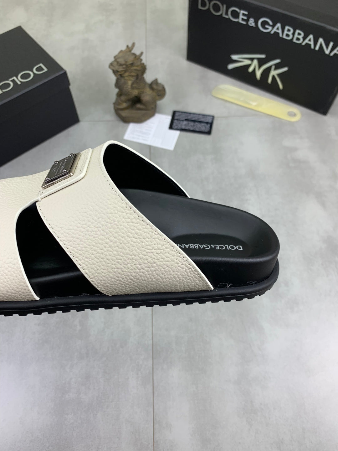Dolce & Gabbana DG Men's Handcrafted Calfskin Slides Multi-Color