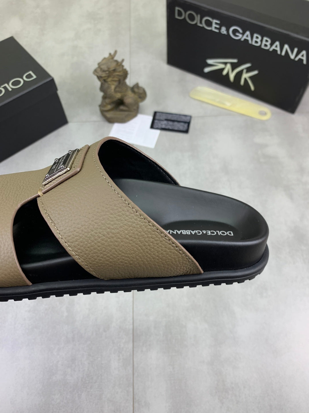 Dolce & Gabbana DG Men's Handcrafted Calfskin Slides Multi-Color