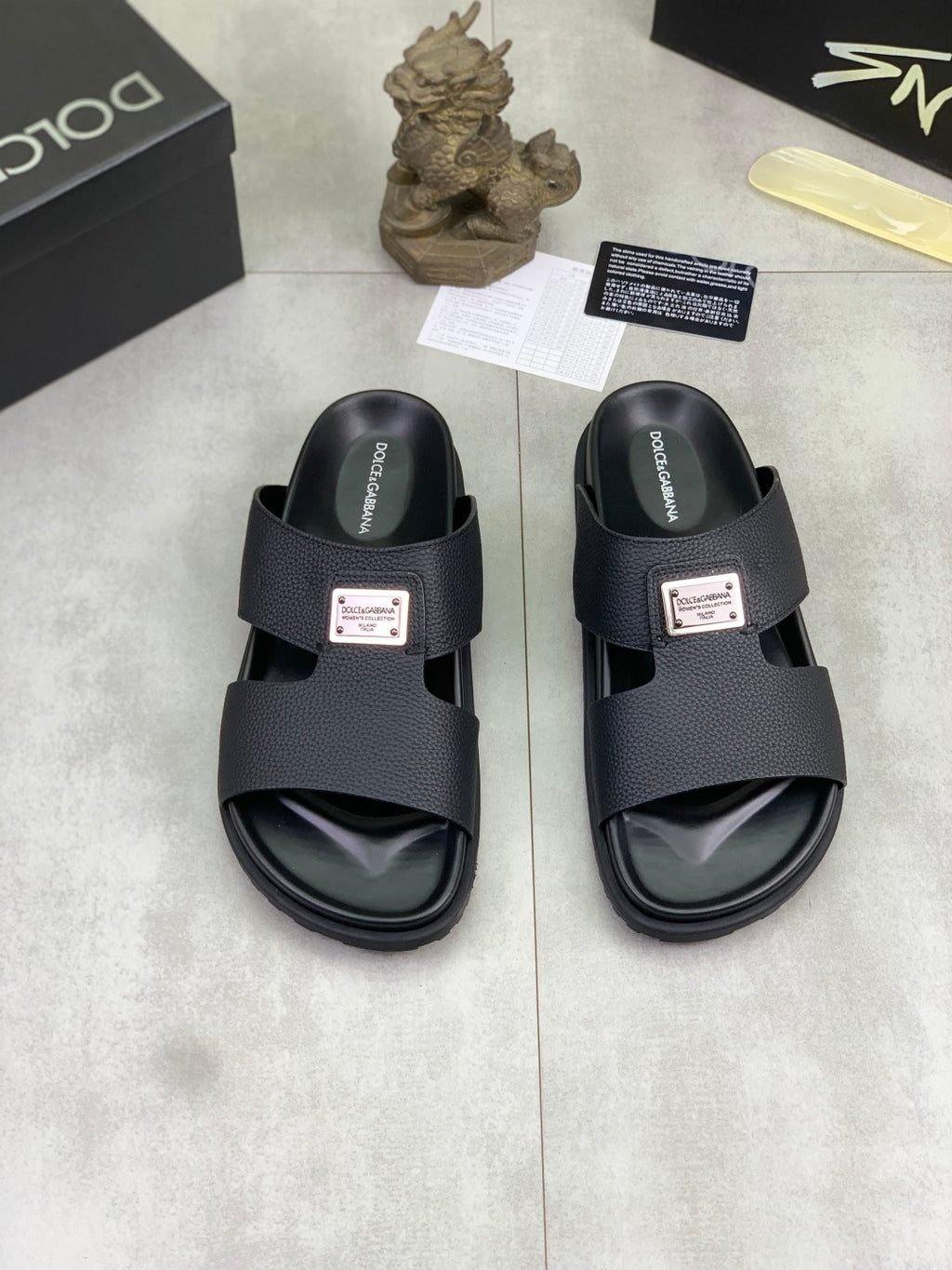 Dolce & Gabbana DG Men's Handcrafted Calfskin Slides Multi-Color