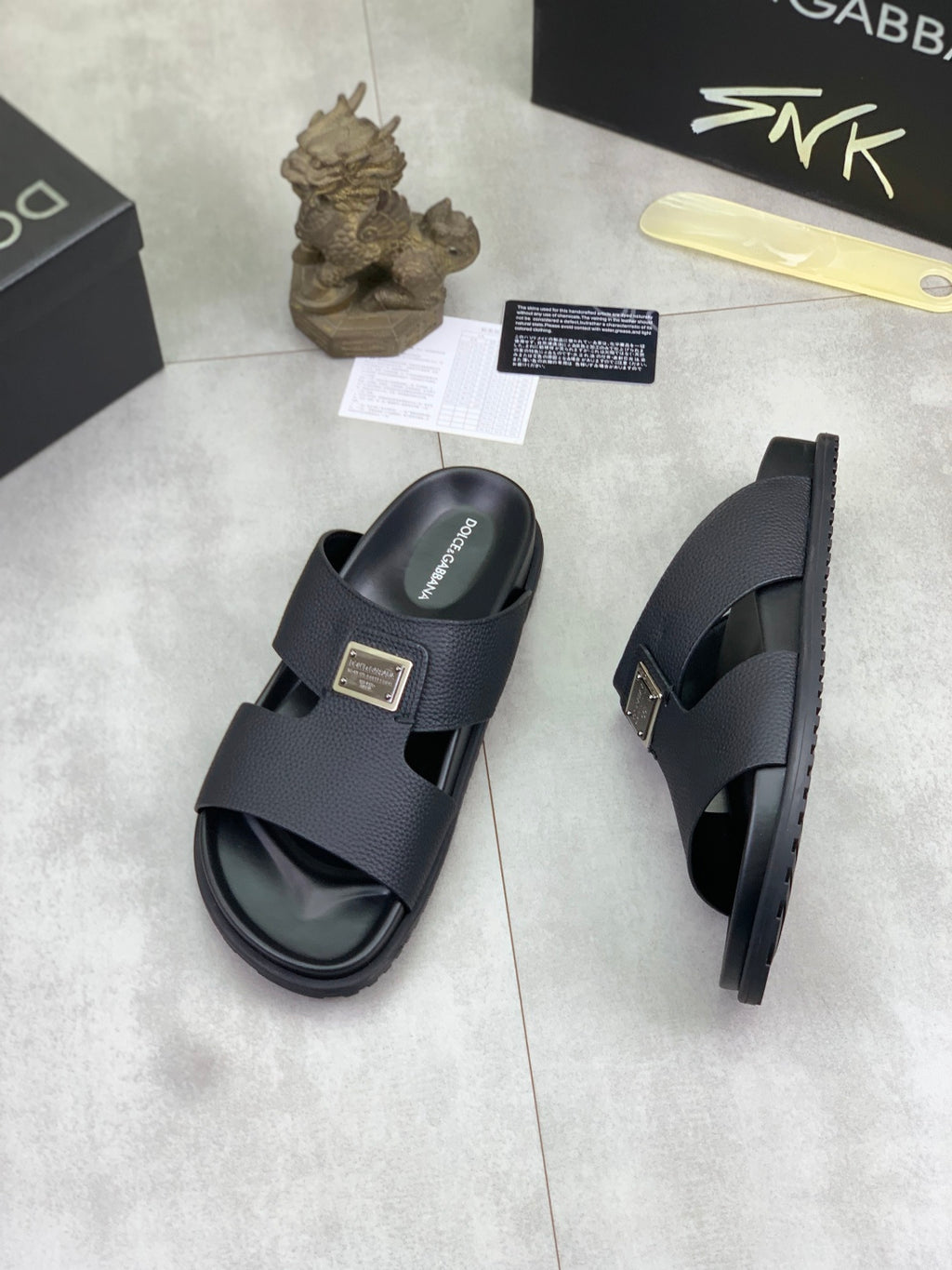 Dolce & Gabbana DG Men's Handcrafted Calfskin Slides Multi-Color