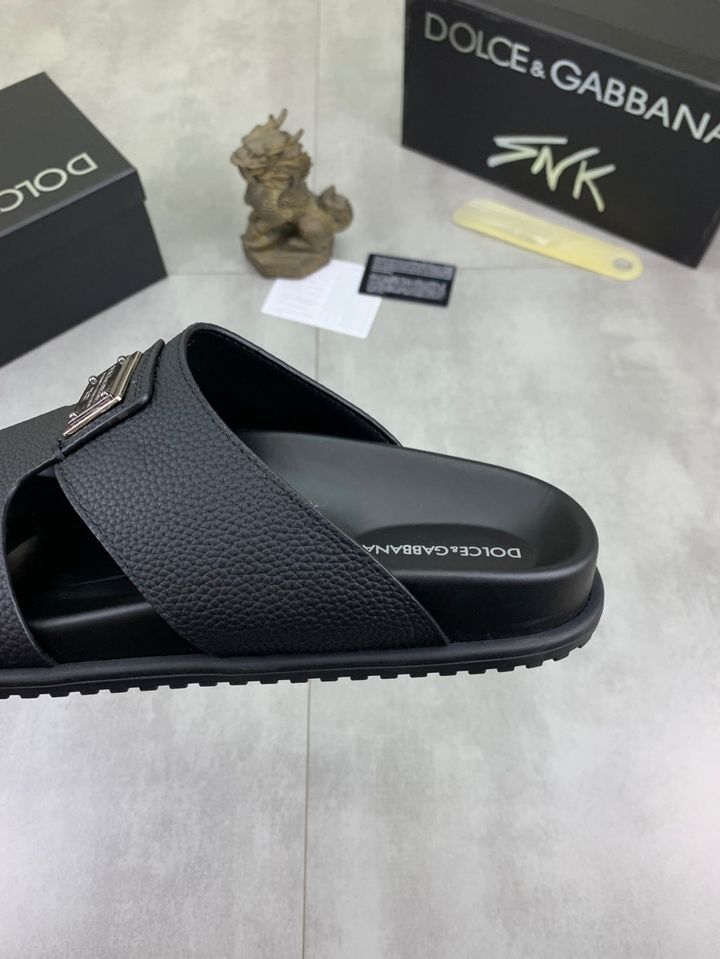 Dolce & Gabbana DG Men's Handcrafted Calfskin Slides Multi-Color