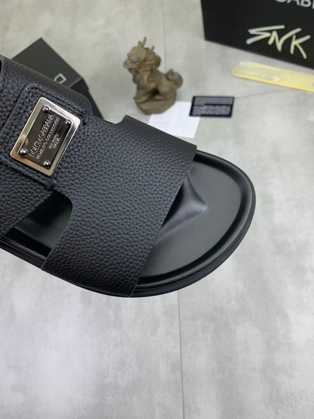 Dolce & Gabbana DG Men's Handcrafted Calfskin Slides Multi-Color