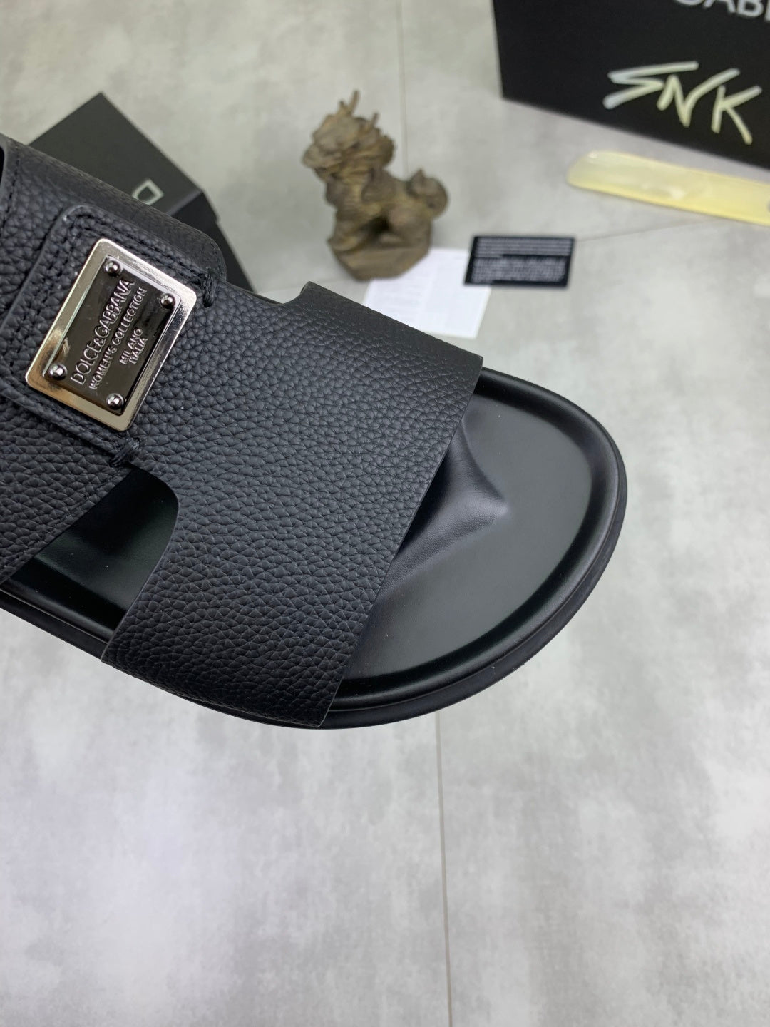 Dolce & Gabbana DG Men's Handcrafted Calfskin Slides Multi-Color