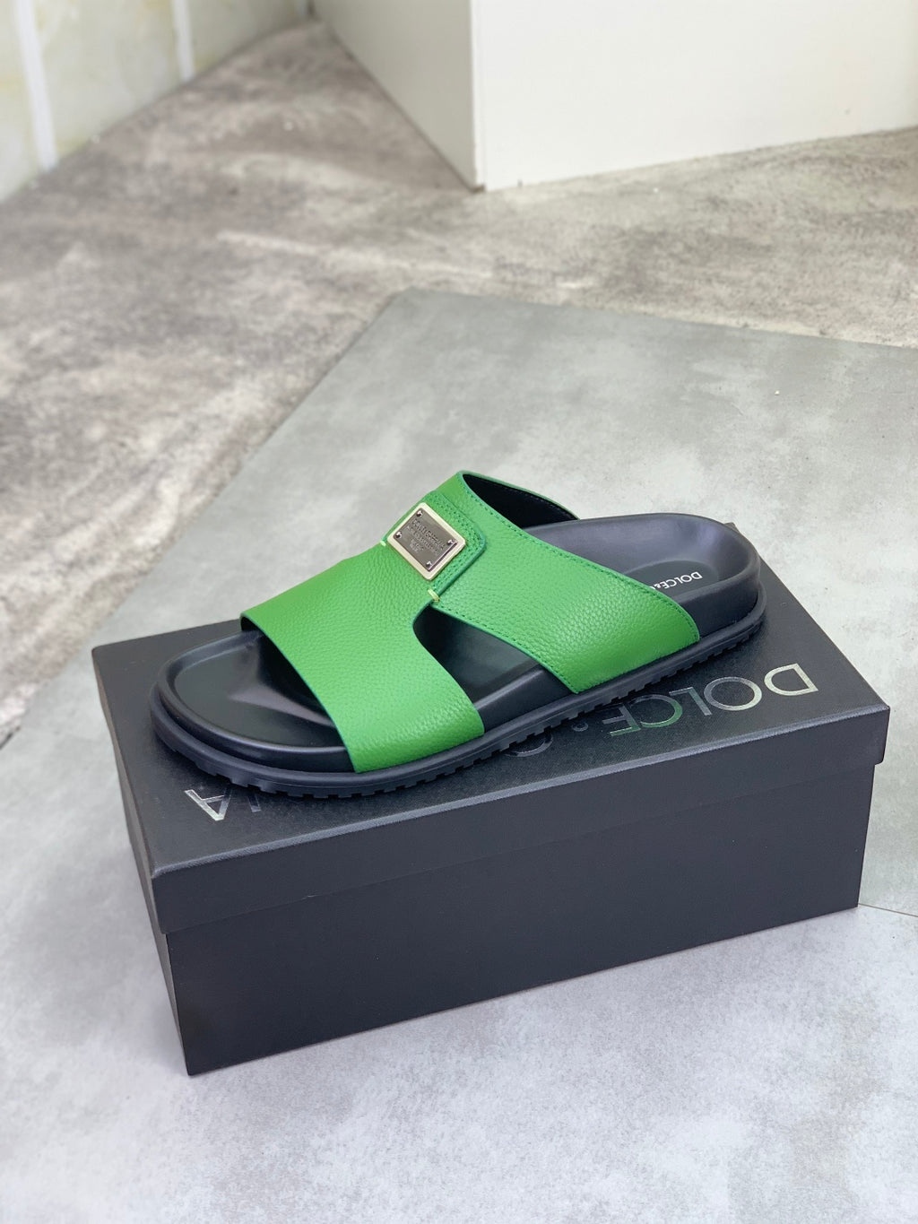 Dolce & Gabbana DG Men's Handcrafted Calfskin Slides Multi-Color