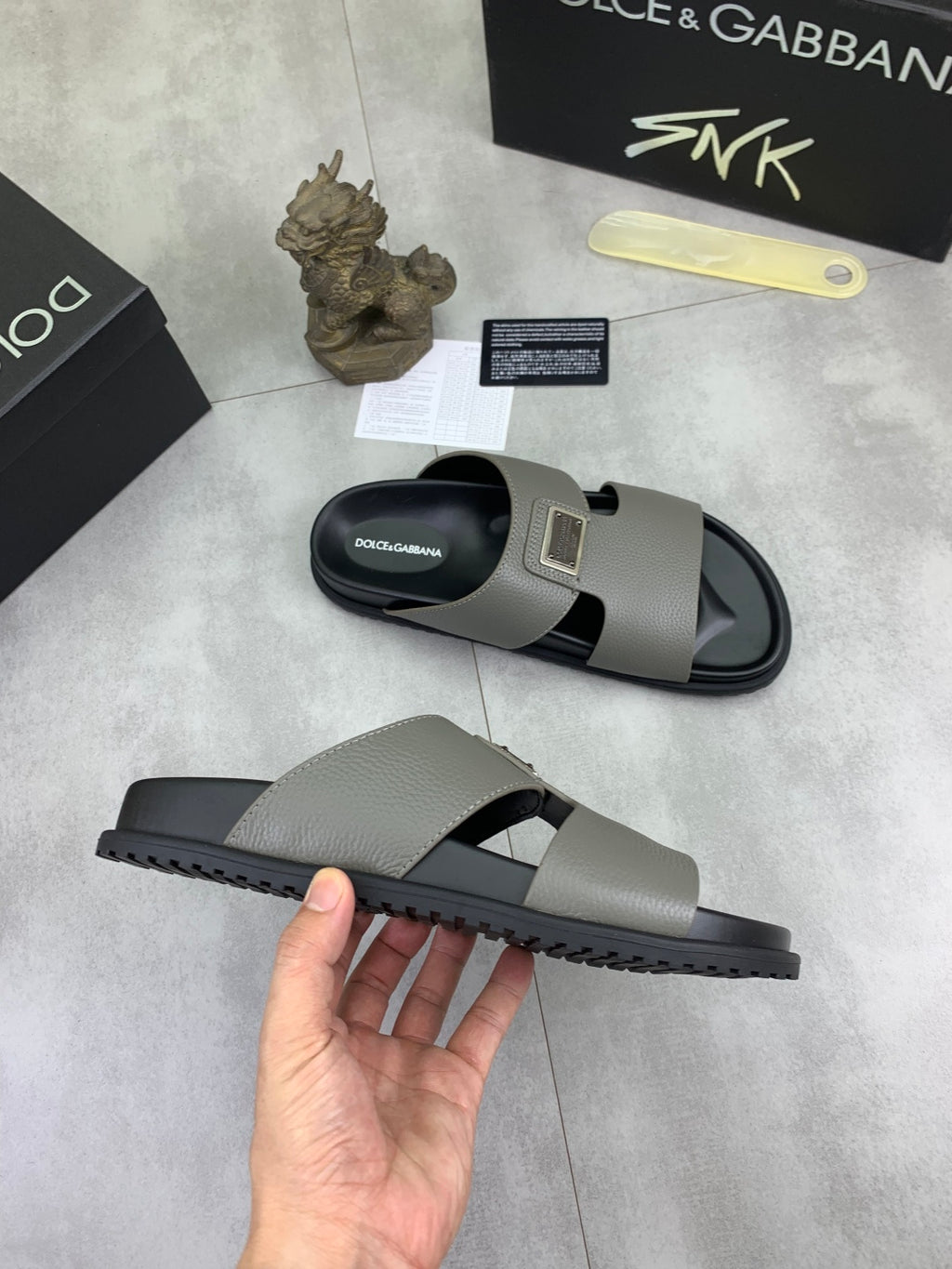 Dolce & Gabbana DG Men's Handcrafted Calfskin Slides Multi-Color