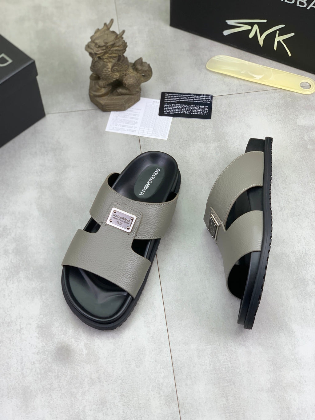 Dolce & Gabbana DG Men's Handcrafted Calfskin Slides Multi-Color
