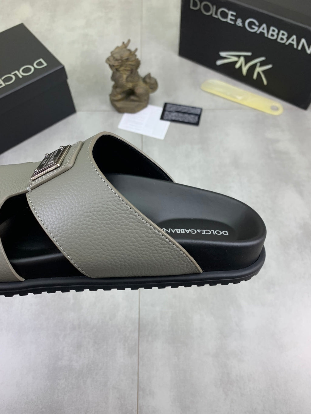 Dolce & Gabbana DG Men's Handcrafted Calfskin Slides Multi-Color