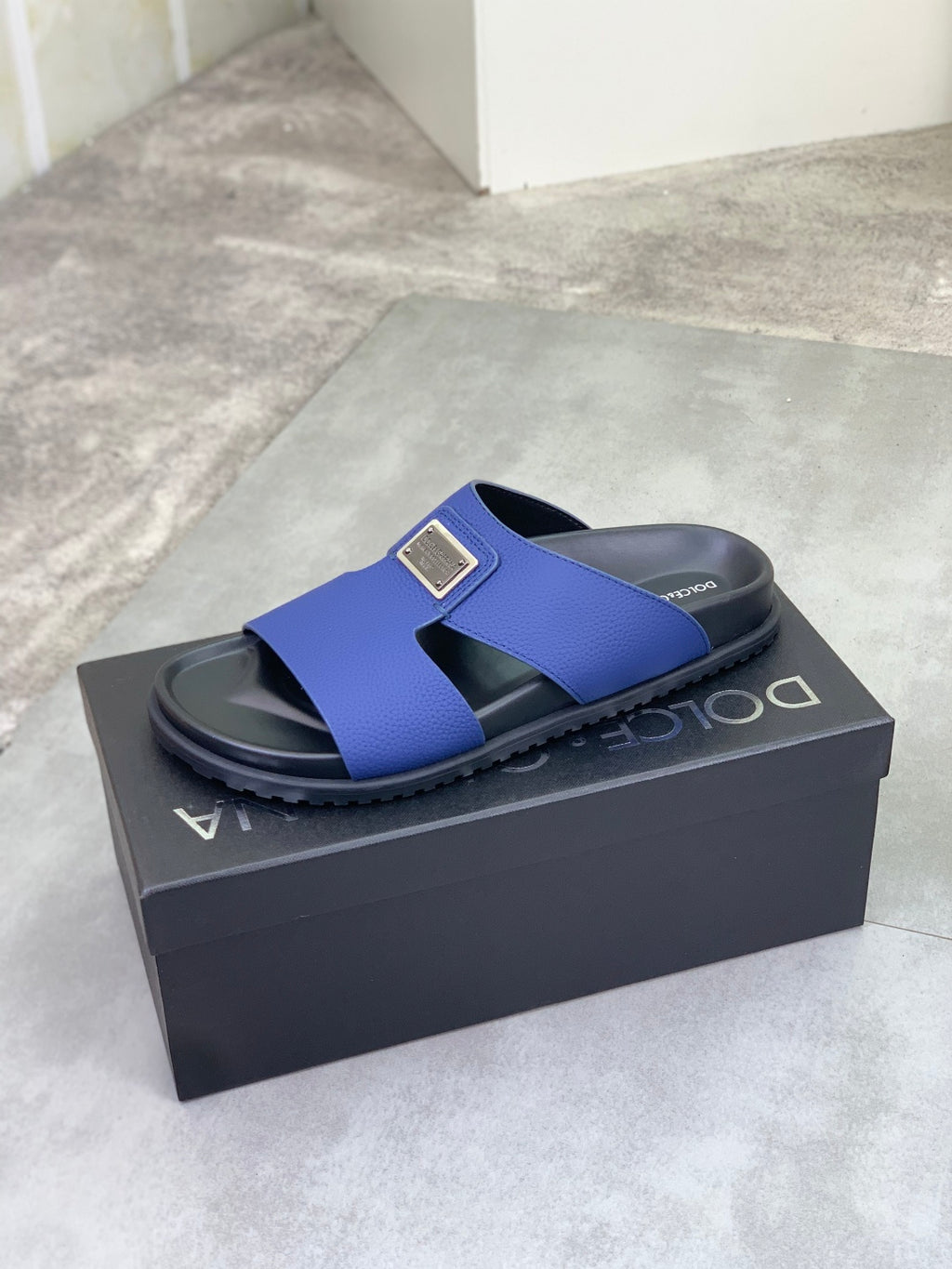 Dolce & Gabbana DG Men's Handcrafted Calfskin Slides Multi-Color