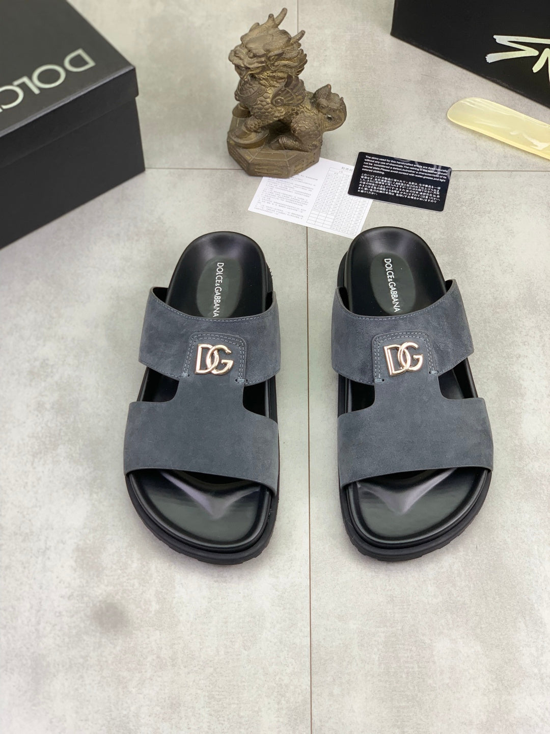 Dolce & Gabbana DG Men's Handcrafted Calfskin Slides Multi-Color
