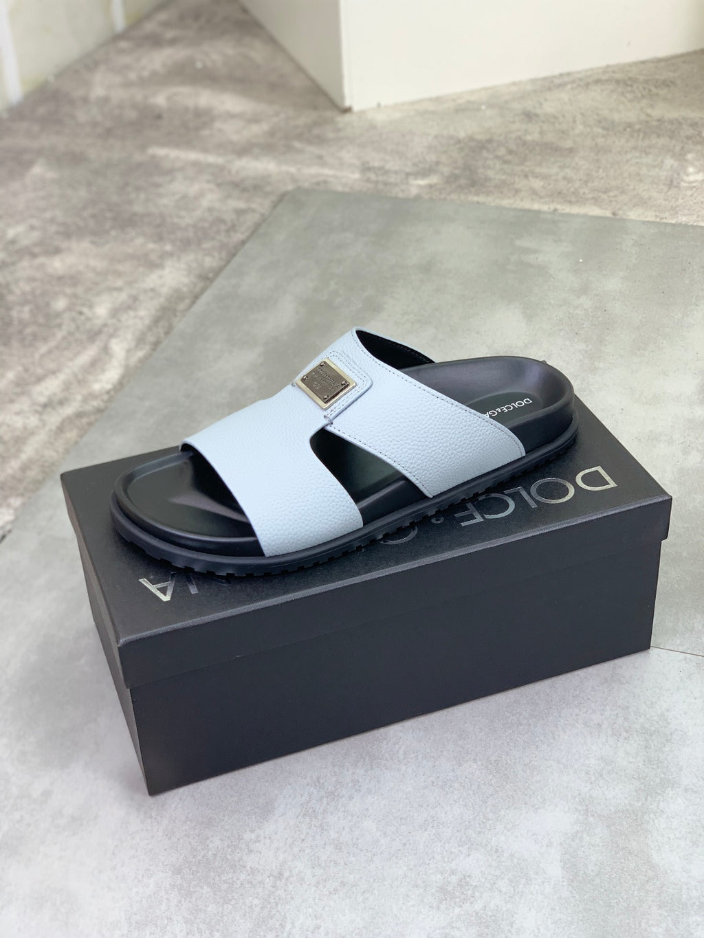 Dolce & Gabbana DG Men's Handcrafted Calfskin Slides Multi-Color