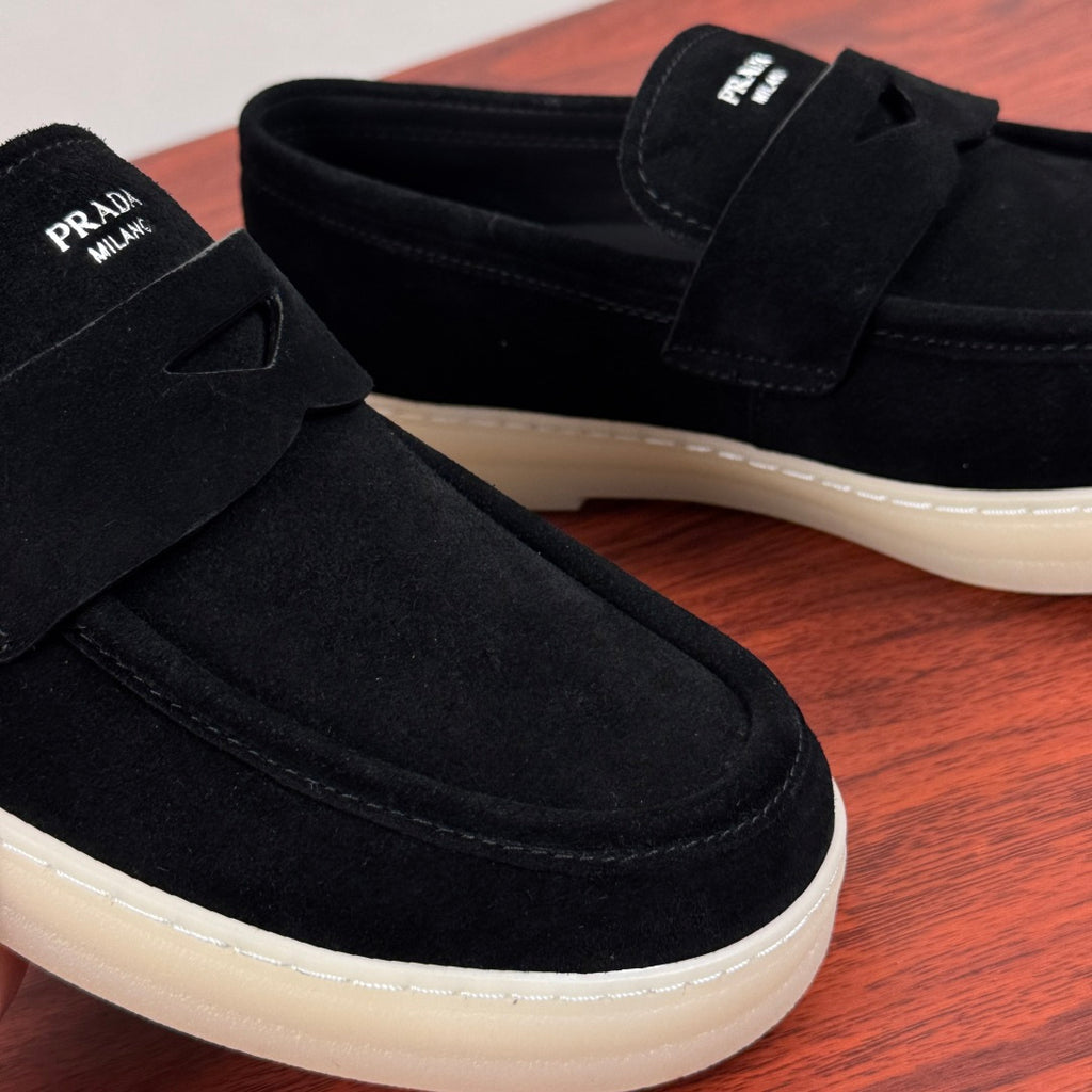 Prada Men's Suede Penny Loafers Black
