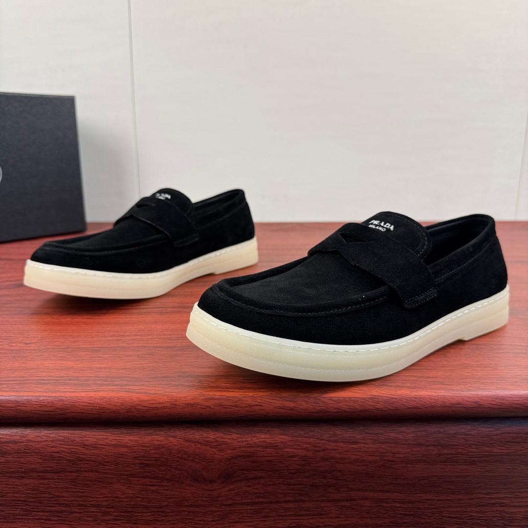 Prada Men's Suede Penny Loafers Black