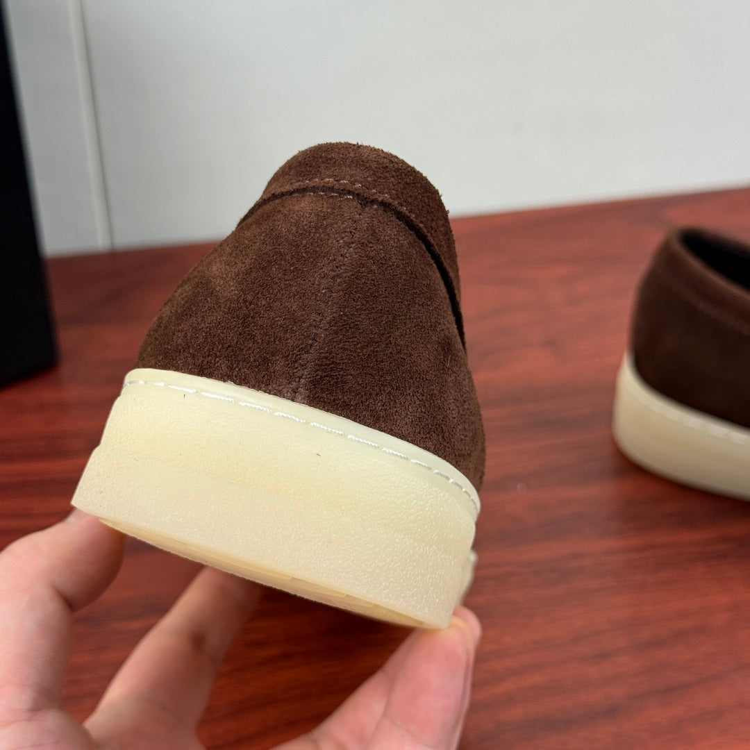 Prada Men's Suede Penny Loafers Coffee