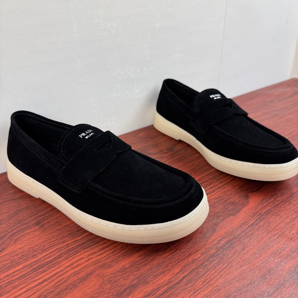 Prada Men's Suede Penny Loafers Black