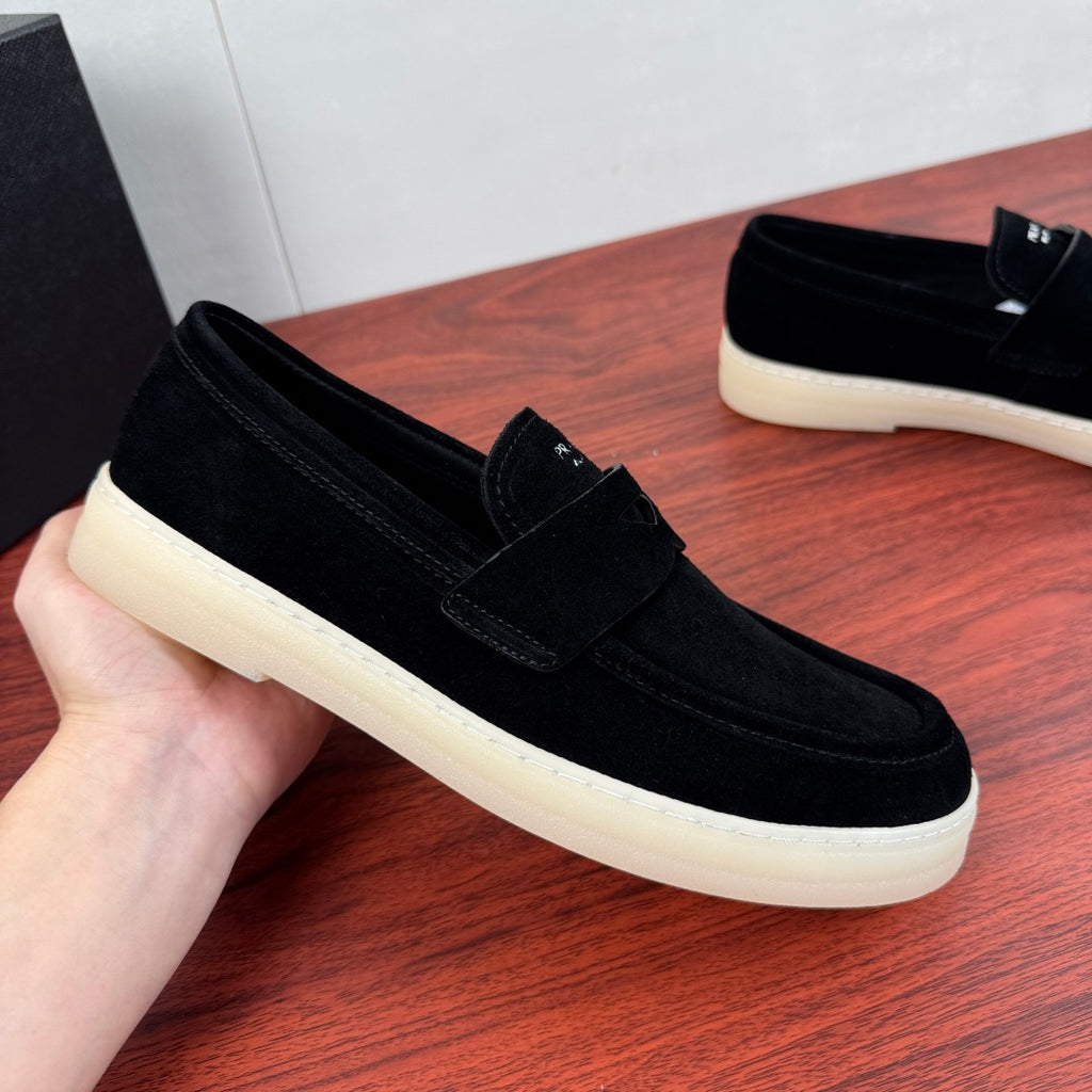 Prada Men's Suede Penny Loafers Black