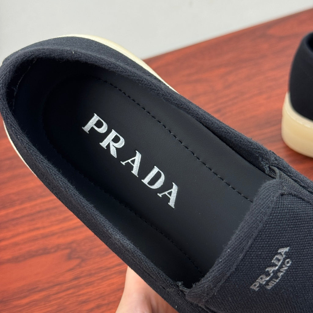 Prada Men's Canvas Slip-On Casual Shoes Black