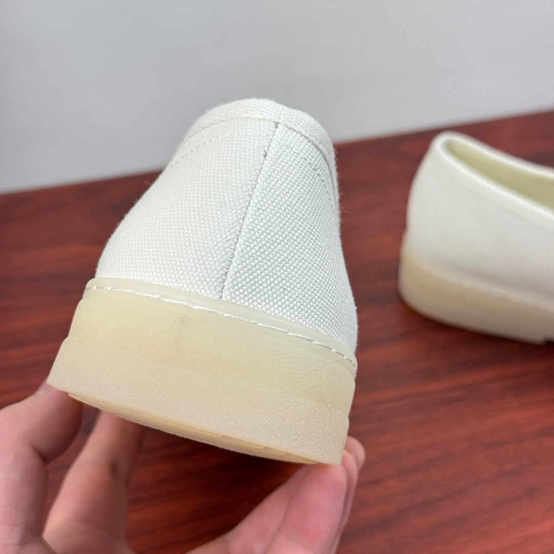 Prada Men's Canvas Slip-On Casual Shoes White