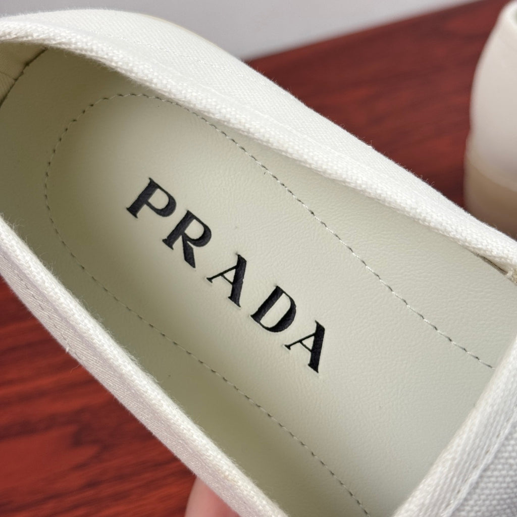 Prada Men's Canvas Slip-On Casual Shoes White
