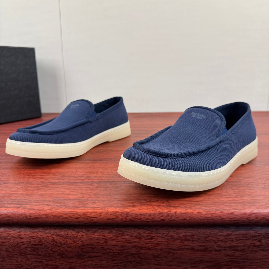 Prada Men's Canvas Slip-On Casual Shoes Blue