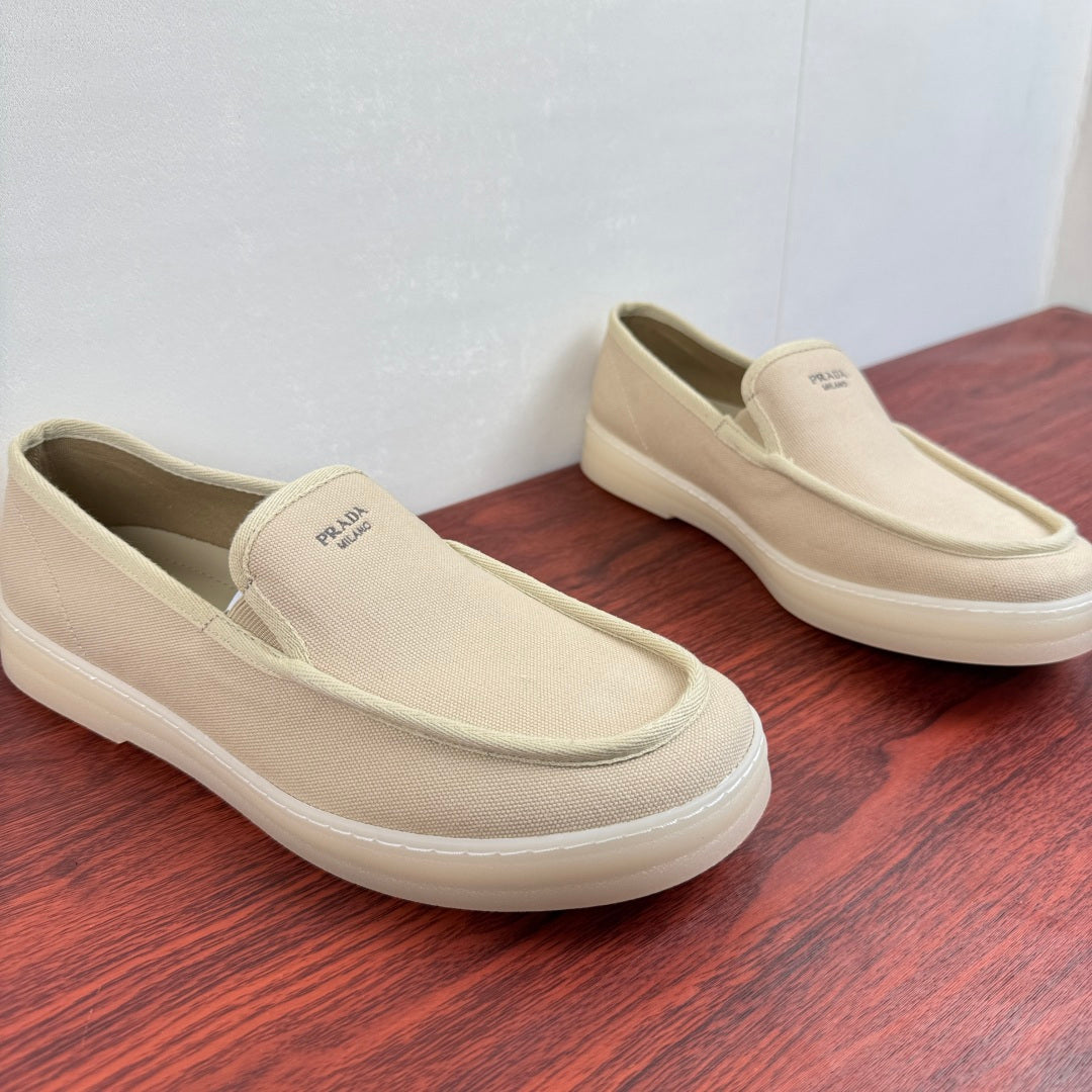 Prada Men's Canvas Slip-On Casual Shoes Apricot