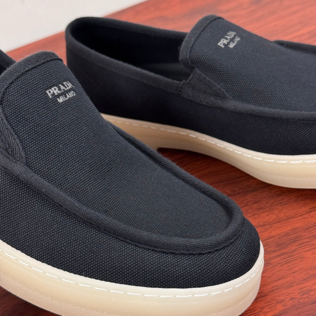Prada Men's Canvas Slip-On Casual Shoes Black