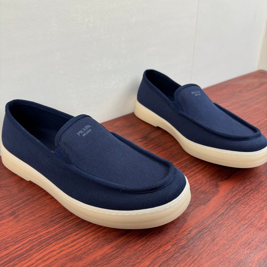 Prada Men's Canvas Slip-On Casual Shoes Blue