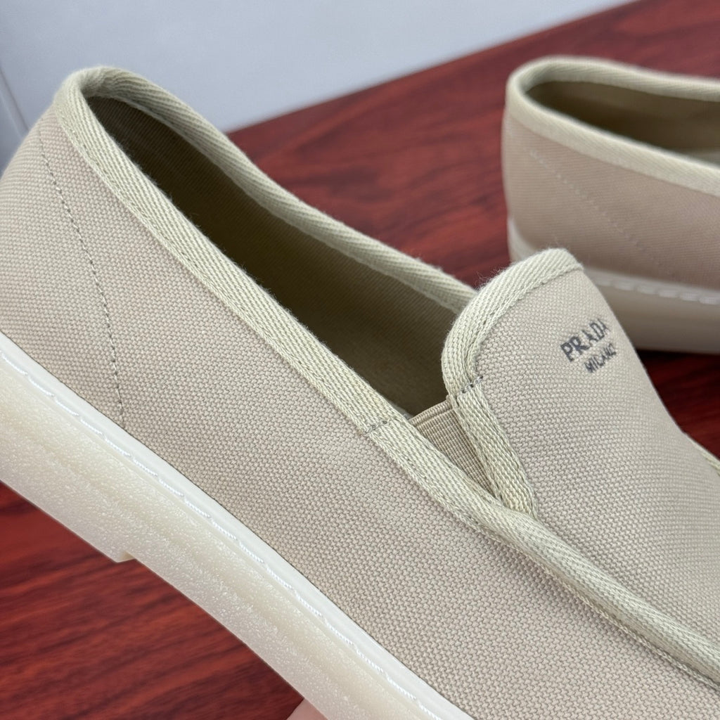 Prada Men's Canvas Slip-On Casual Shoes Apricot