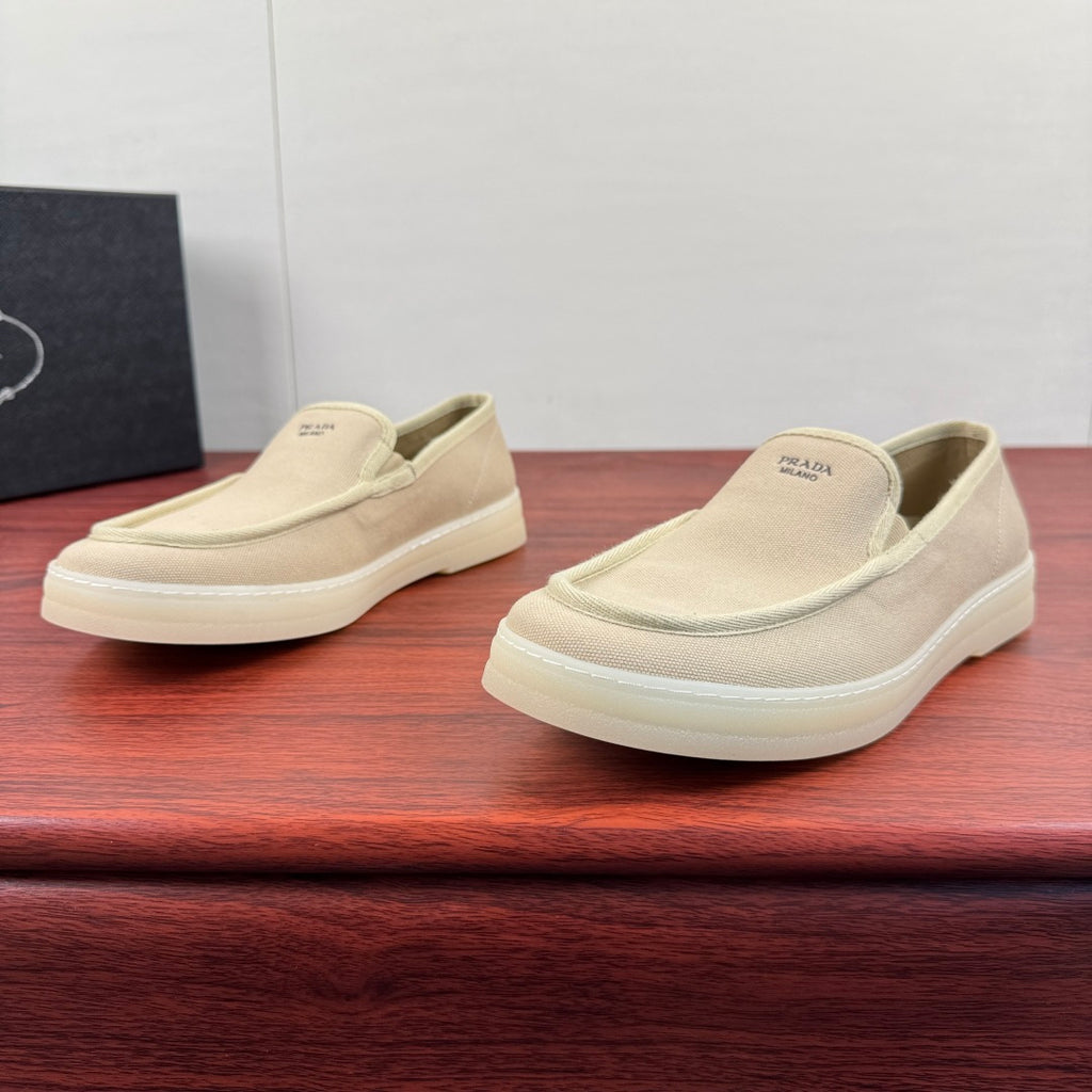 Prada Men's Canvas Slip-On Casual Shoes Apricot