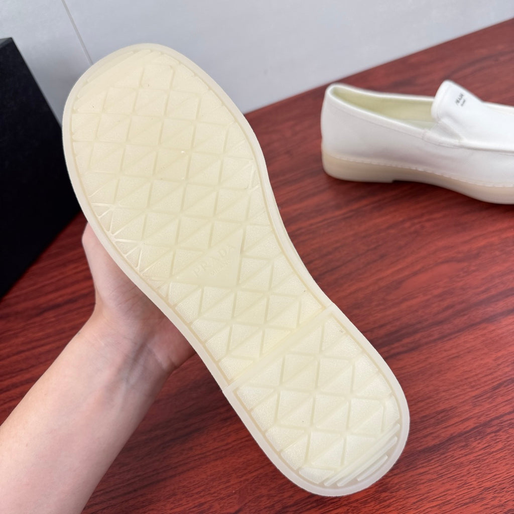 Prada Men's Canvas Slip-On Casual Shoes White
