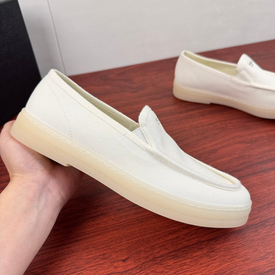 Prada Men's Canvas Slip-On Casual Shoes White