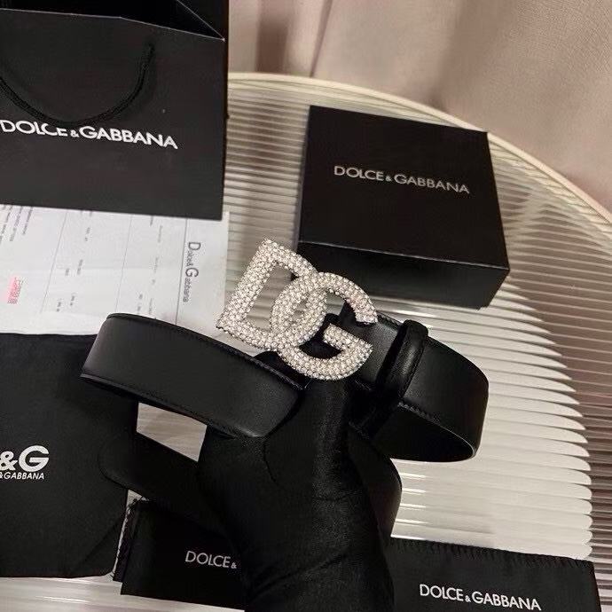 Dolce & Gabbana DG Logo Leather Belt – Gold / Silver / Black Buckl