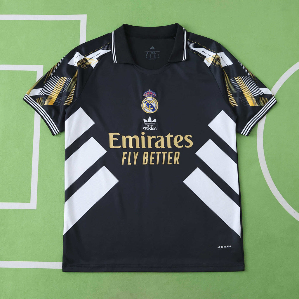 Real Madrid CF Fan Version Jersey 2025/26 – Black & White Geometric Football Shirt